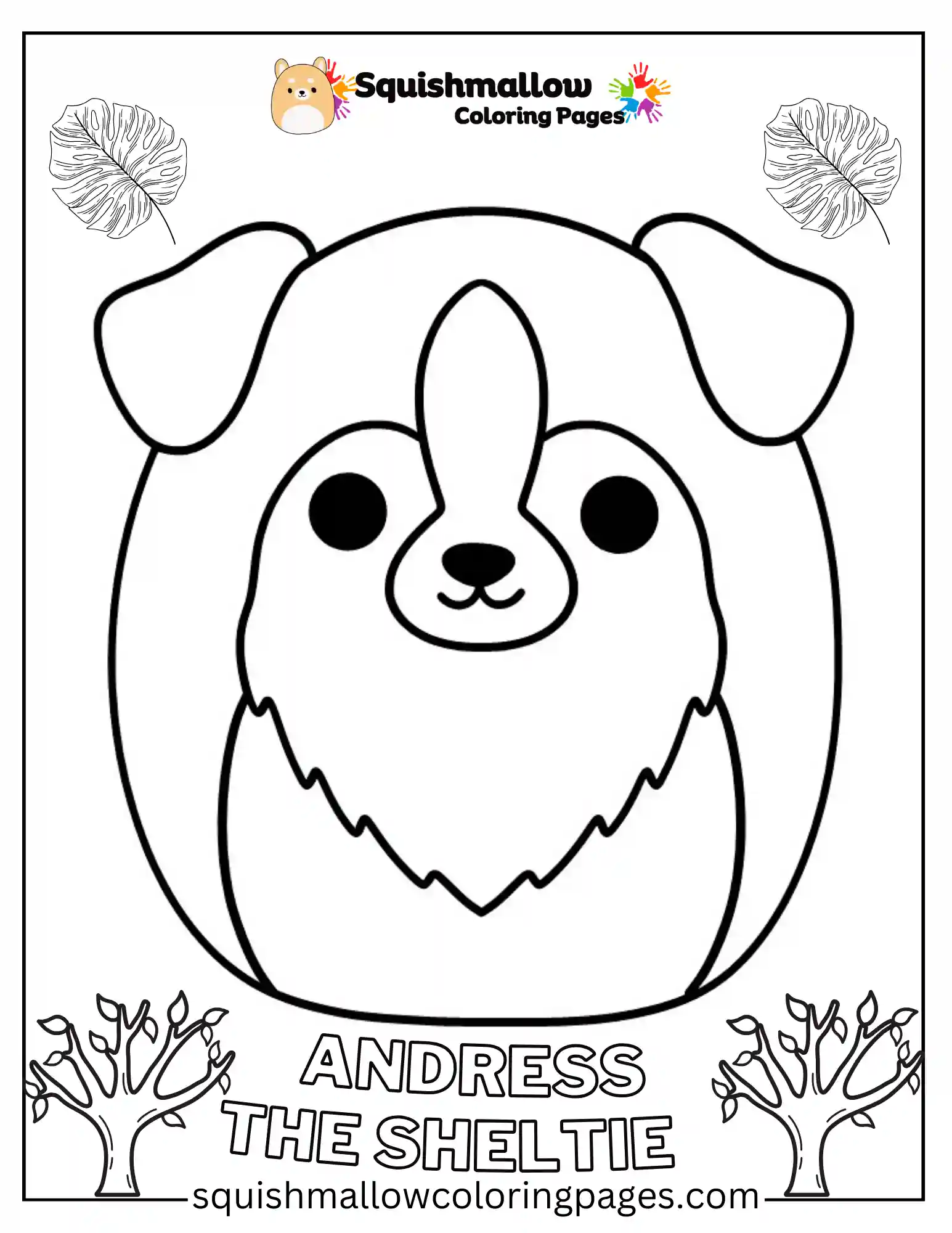 Andress The Sheltie Squishmallow Coloring Pages