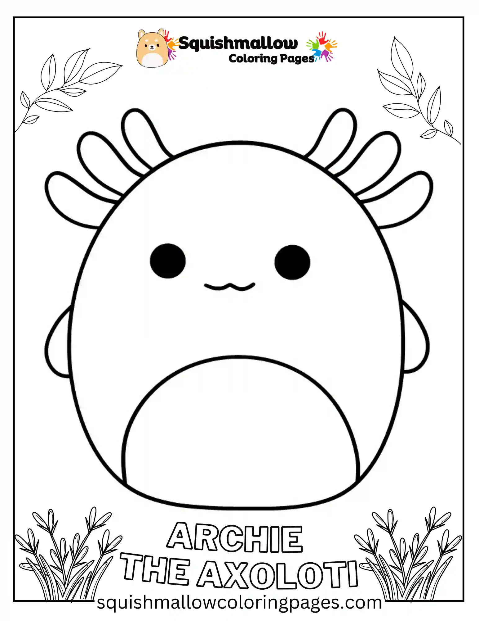 Archie The Axoloti Squishmallows Coloring Page