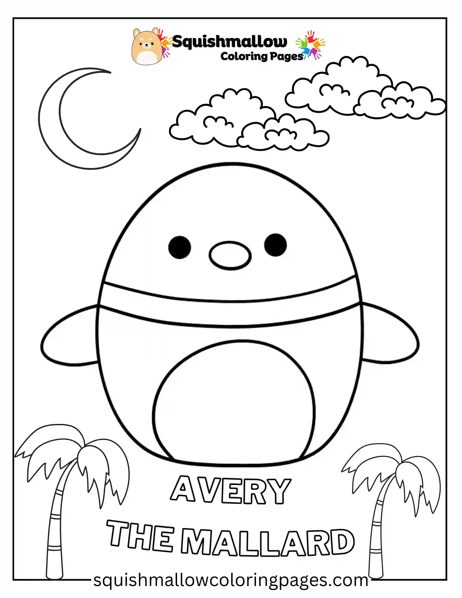 Avery The Mallard Squishmallow Coloring Pages