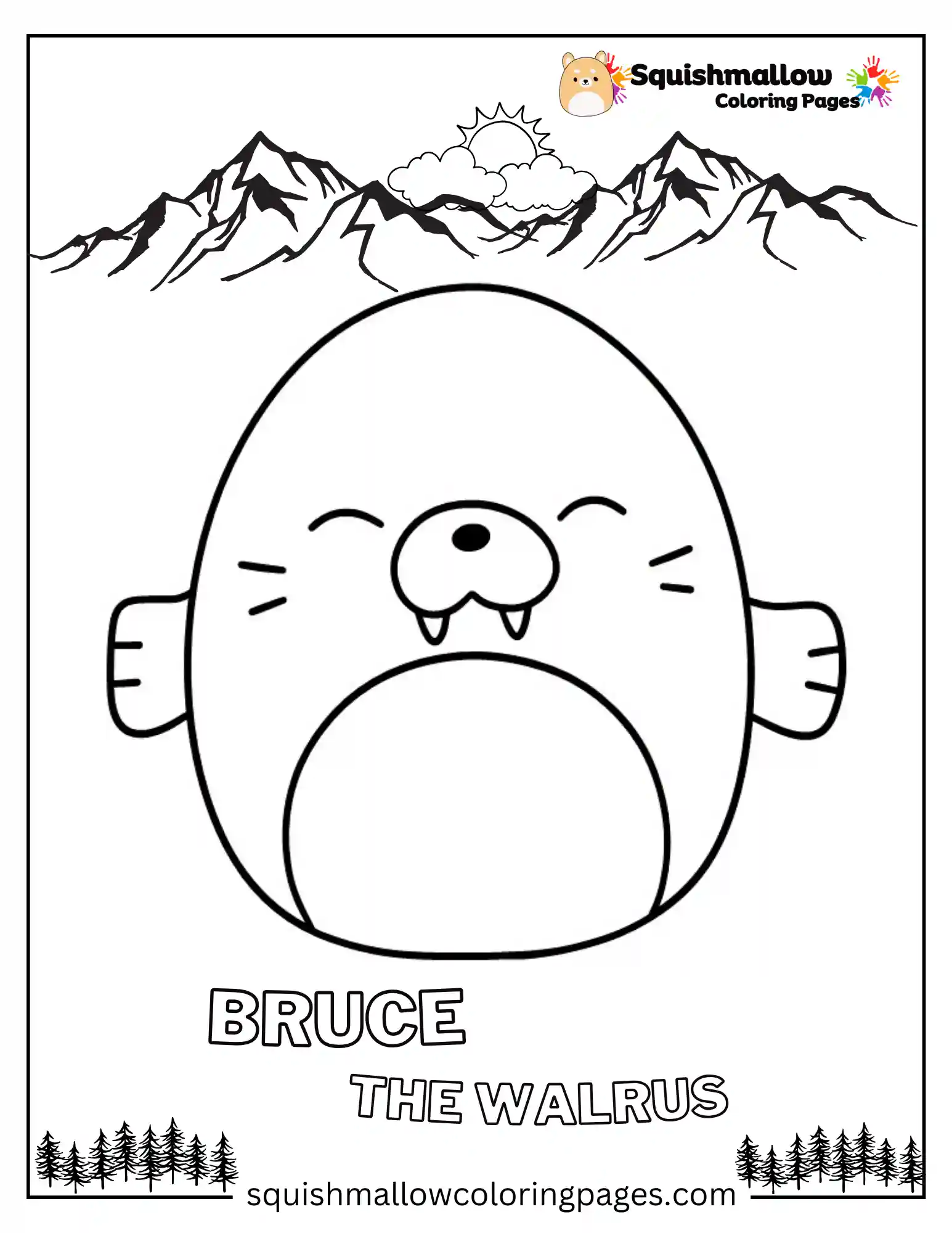 Bruce The Walrus Squishmallow Coloring Pages