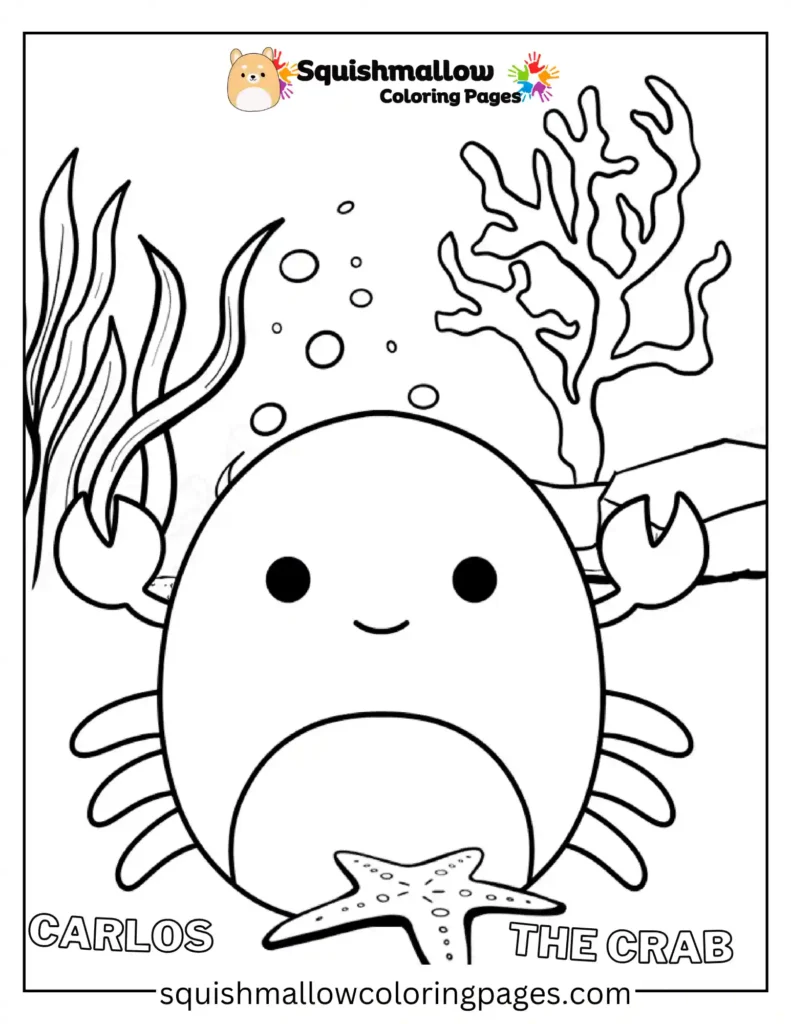 Carlos The Crab Squishmallow Coloring Pages