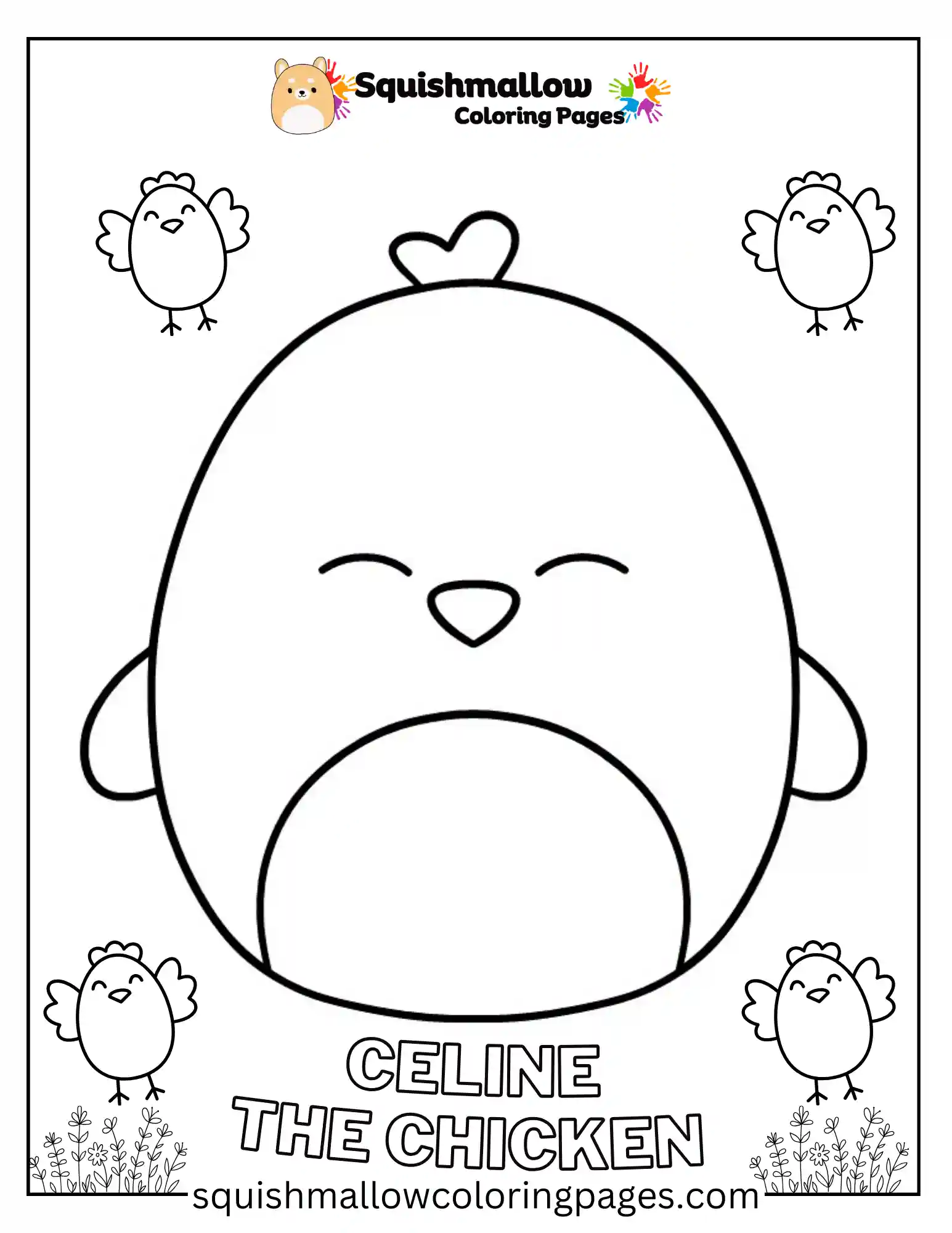 Celine The Chicken Squishmallow Coloring Pages