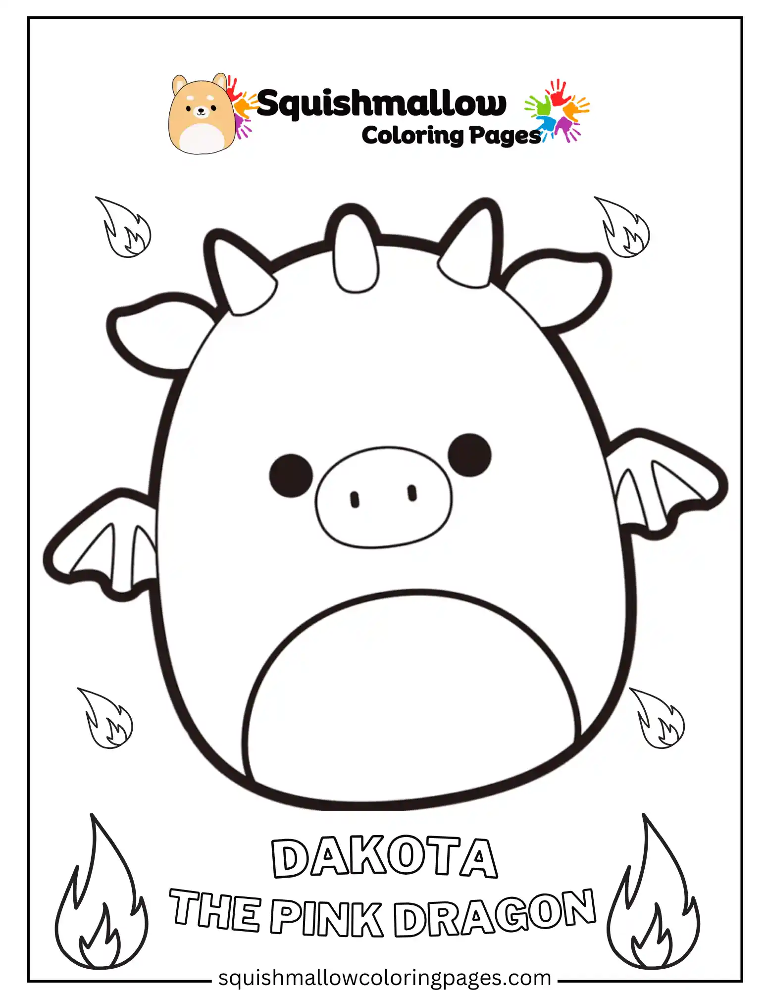 Dakota The Dragon Squishmallow Coloring Page