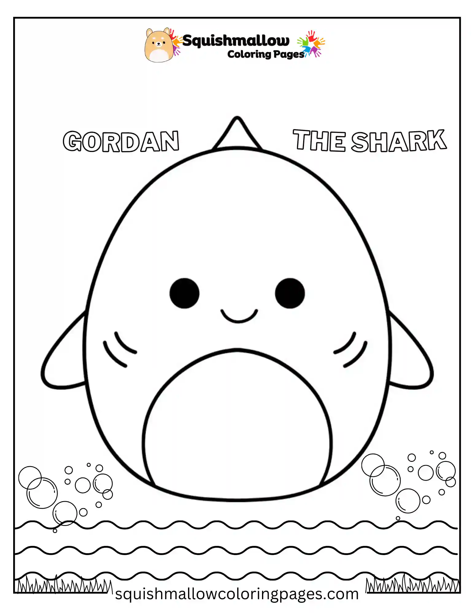 Gordan The Shark Squishmallow Color Page