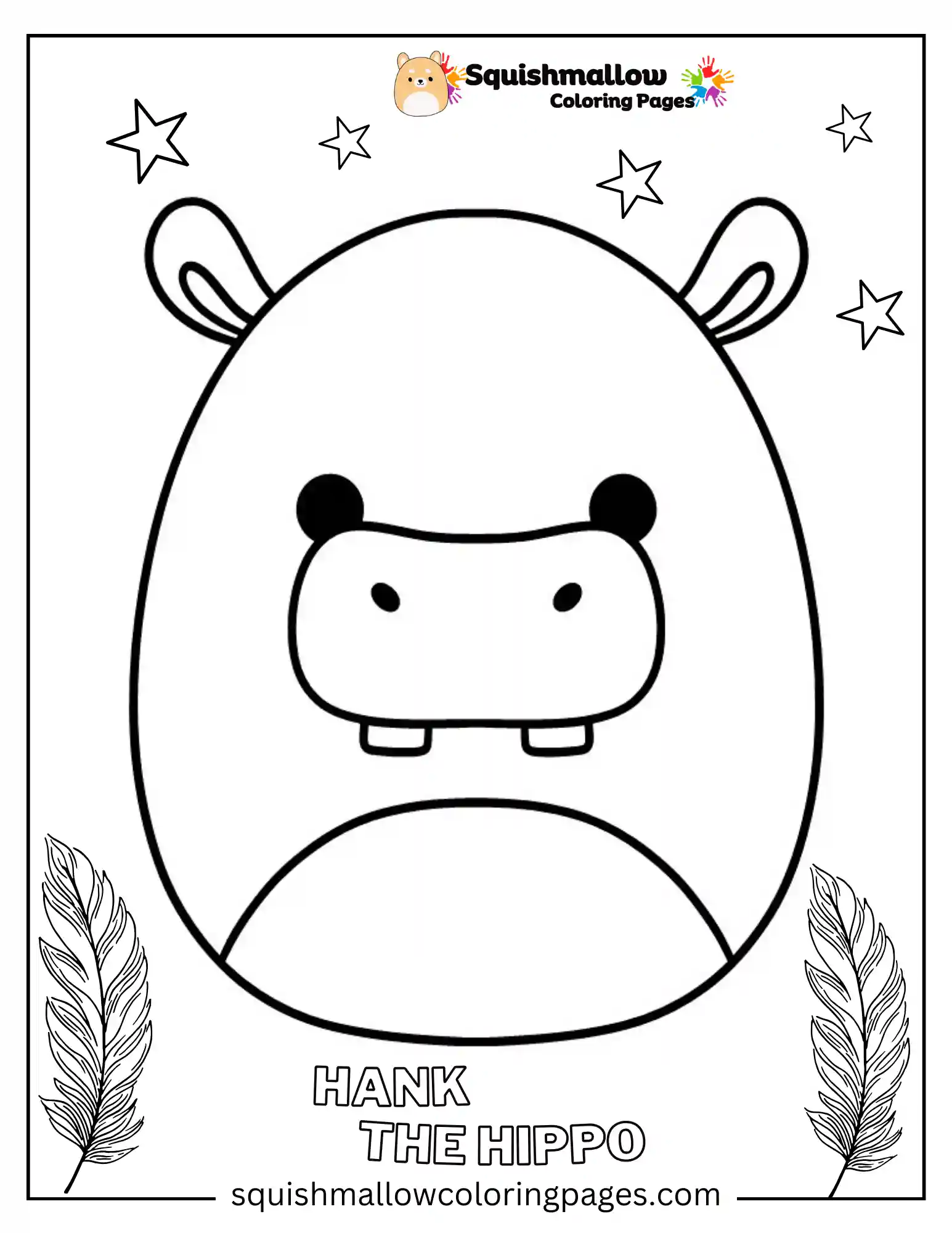 Hank The Hippo Squishmallows Coloring Pages