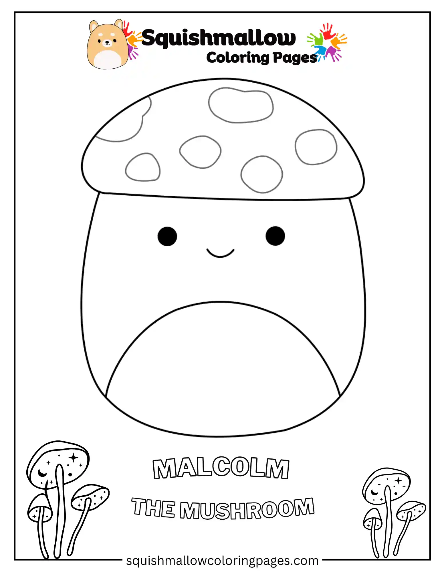 Malcolm The Mushroom Squishmallow Coloring Page