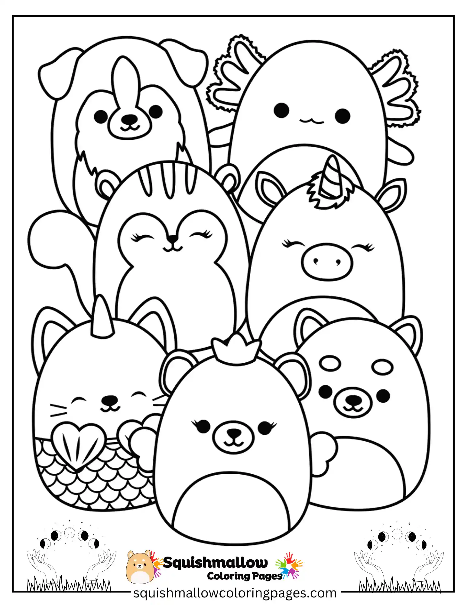 Many Cute Squishmallows Coloring Pages