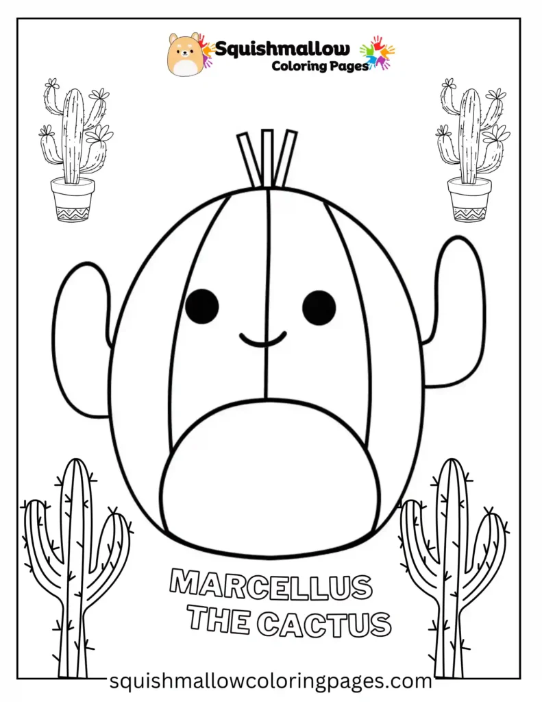 Marsellus The Cactus Squishmallow Coloring Pages