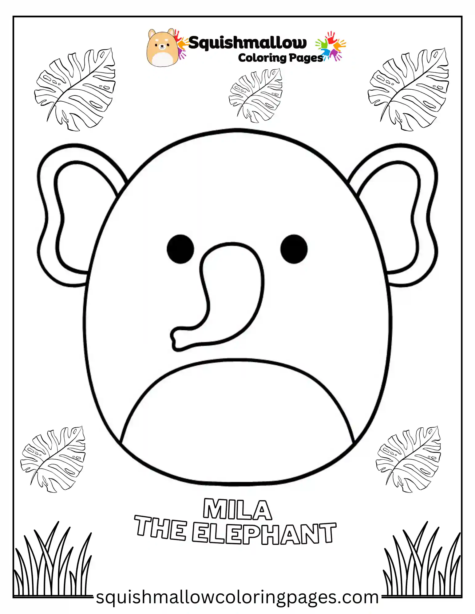 Mila The Elephant Squishmallow Coloring Pages
