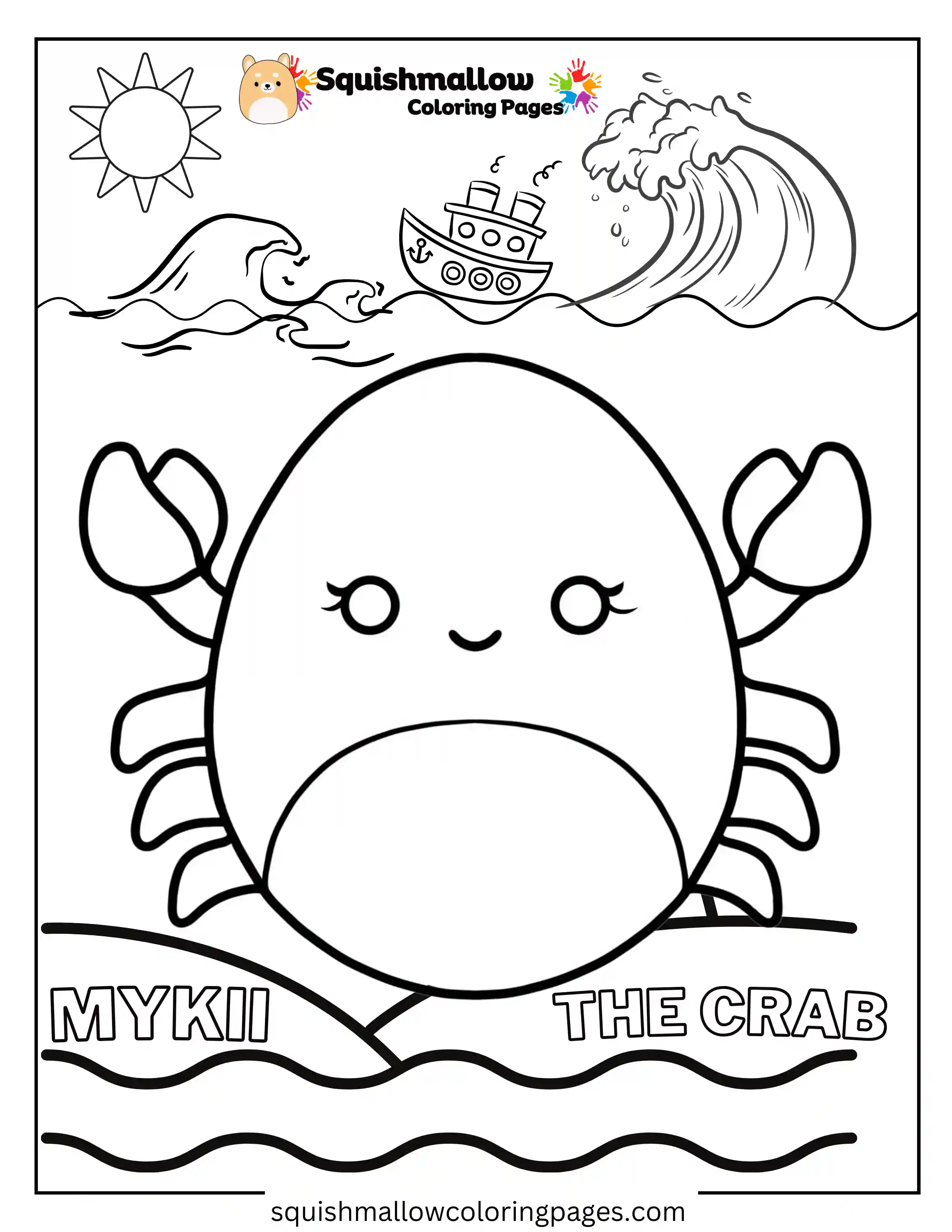 Mykii The Crab Squishmallow Coloring Pages