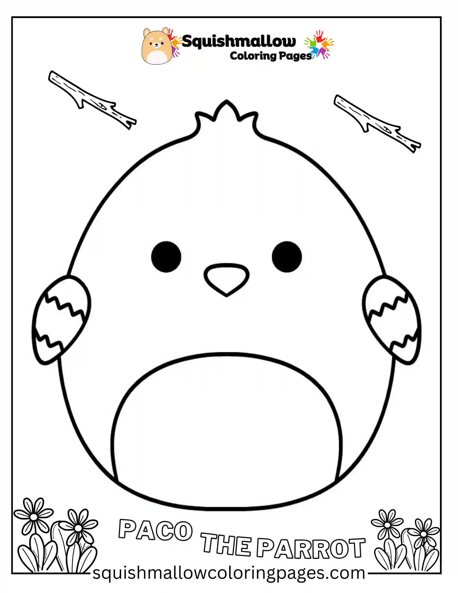 Paco The Parrot Squishmallow Coloring Page