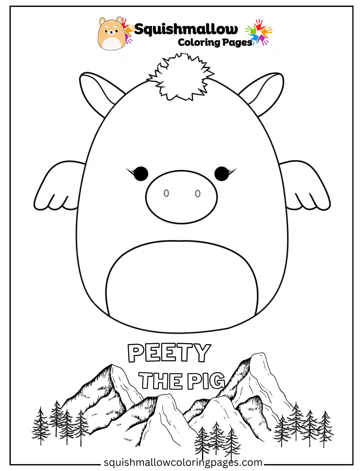 Peety The Pig Squishmallows Coloring Page