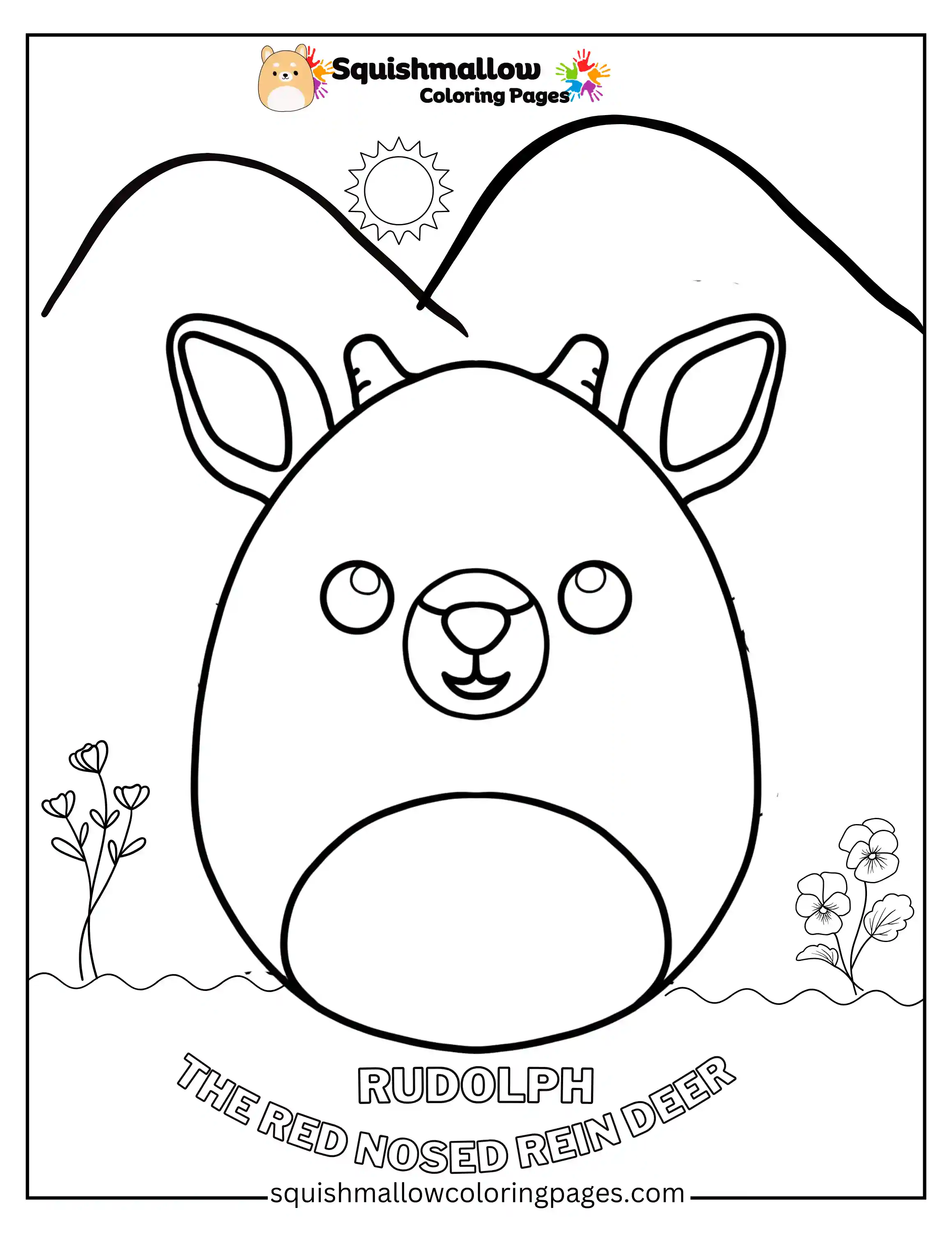 Rudolph The Red Nose Rein Deer Squishmallow Coloring Pages