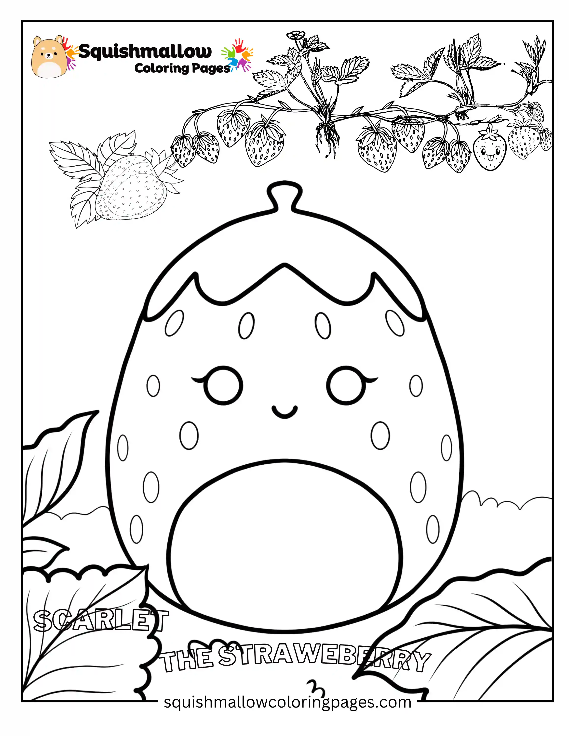 Scarlet The Strawberry Squishmallows Coloring Pages