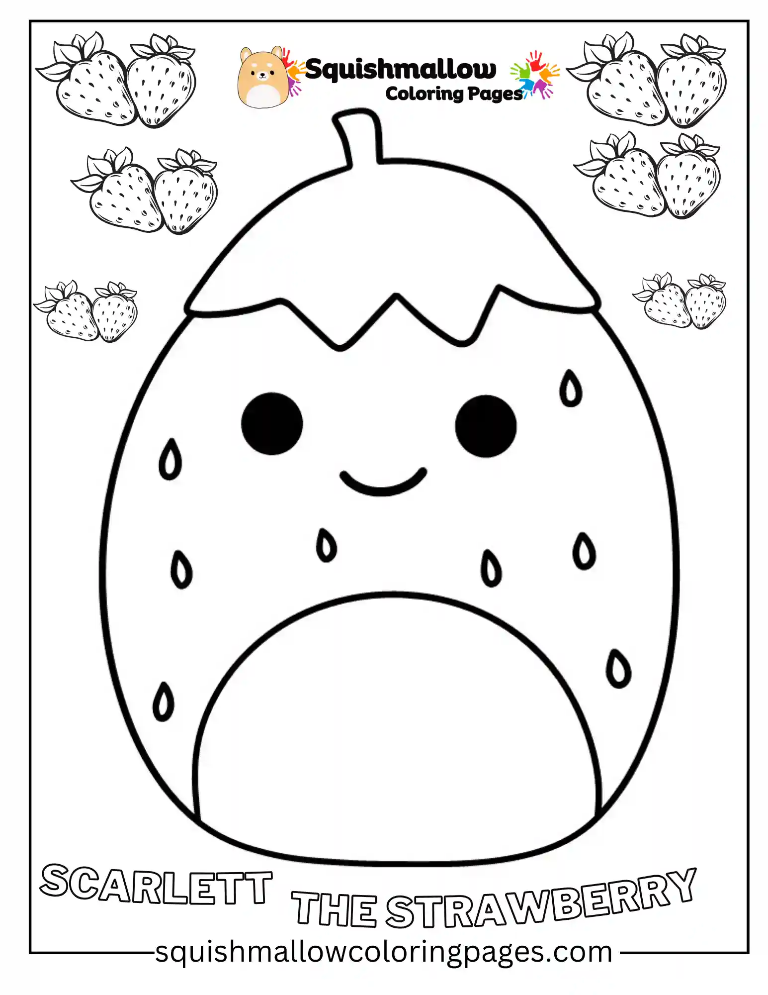Scarlett The Strawberry Squishmallow Coloring Pages