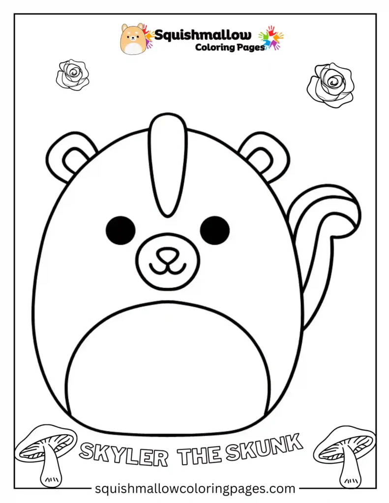 Skyler The Skunk Squishmallow Coloring Pages