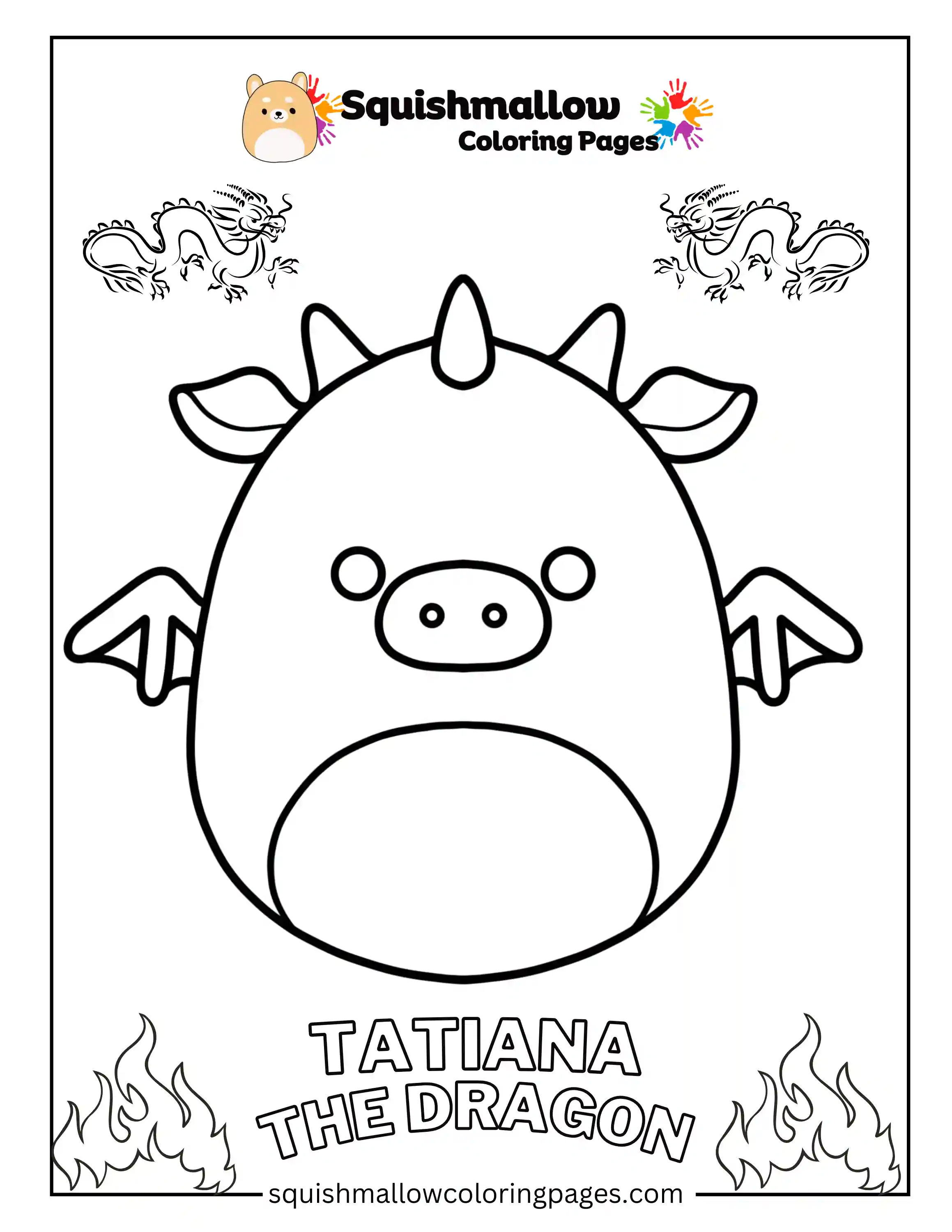 Tatiana The Dragon Squishmallow Coloring Pages