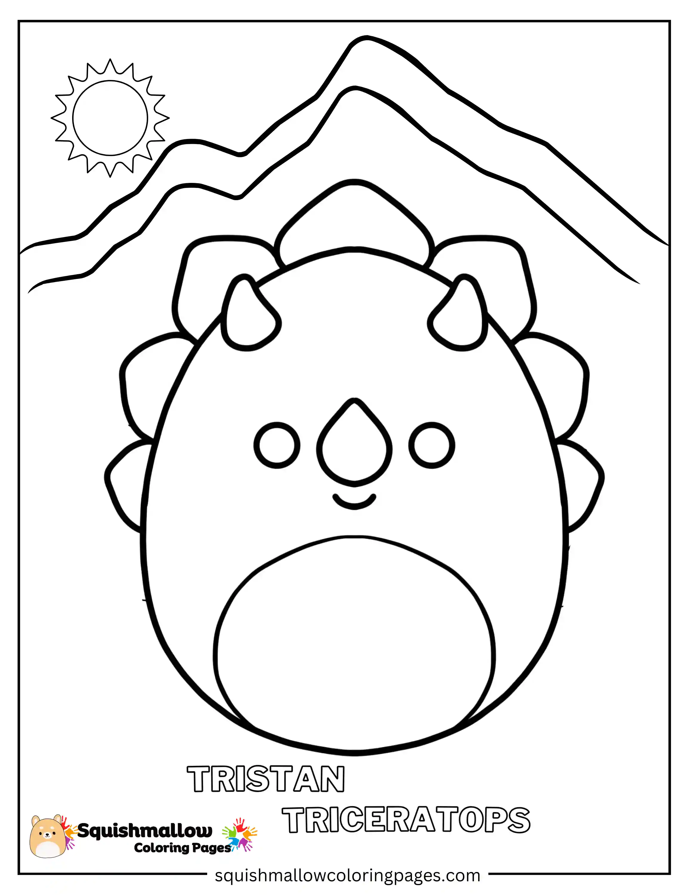 Tristan The Triceratops Squishmallow Coloring Pages
