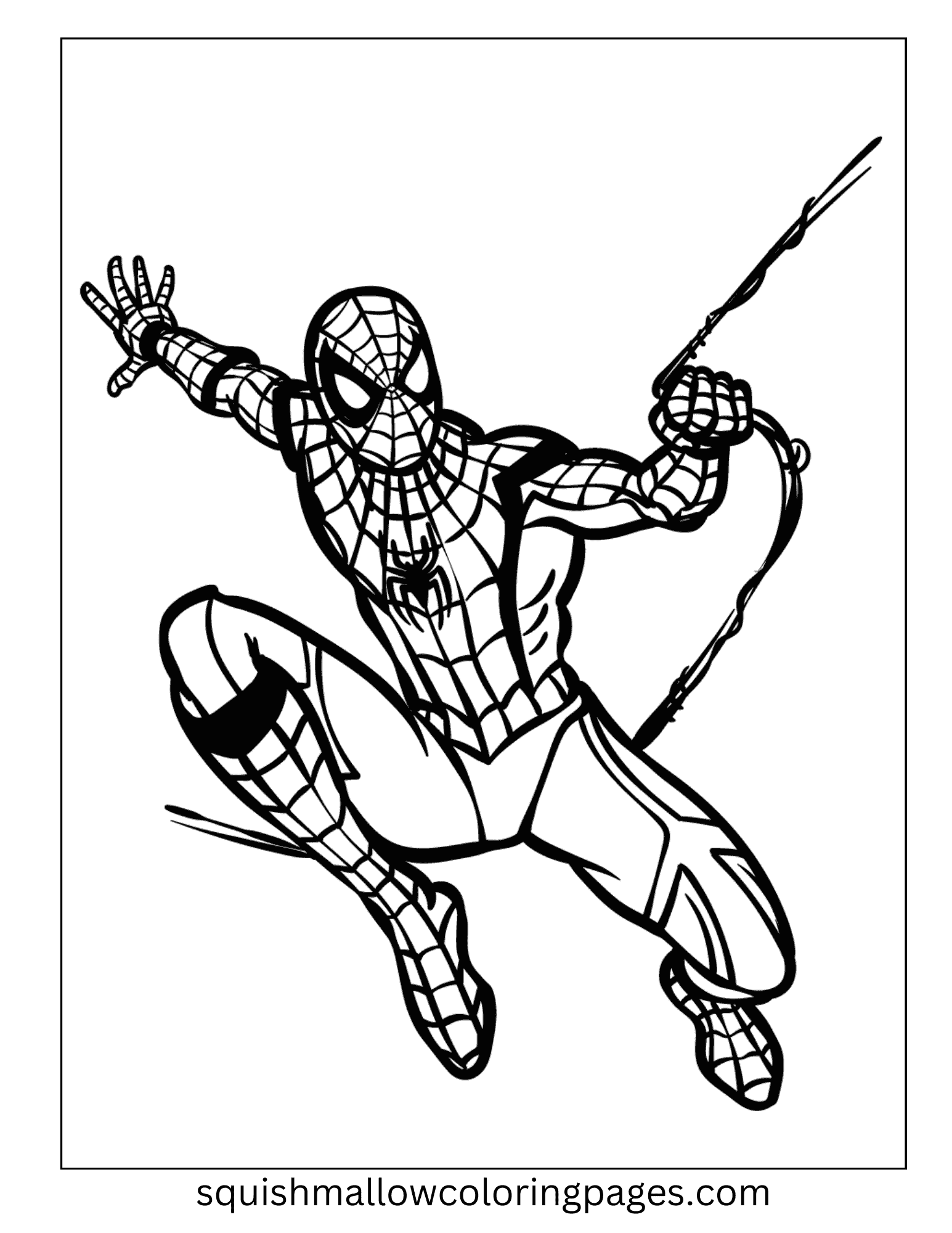 Flying On Rope Spiderman coloring pages
