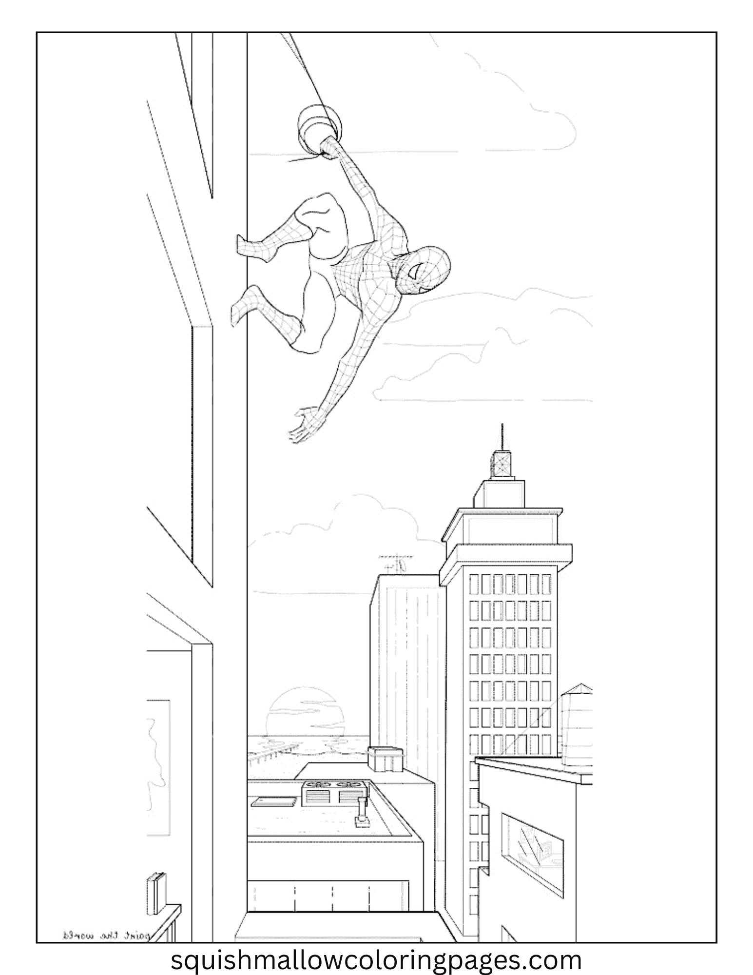 Building And Spiderman Coloring Pages