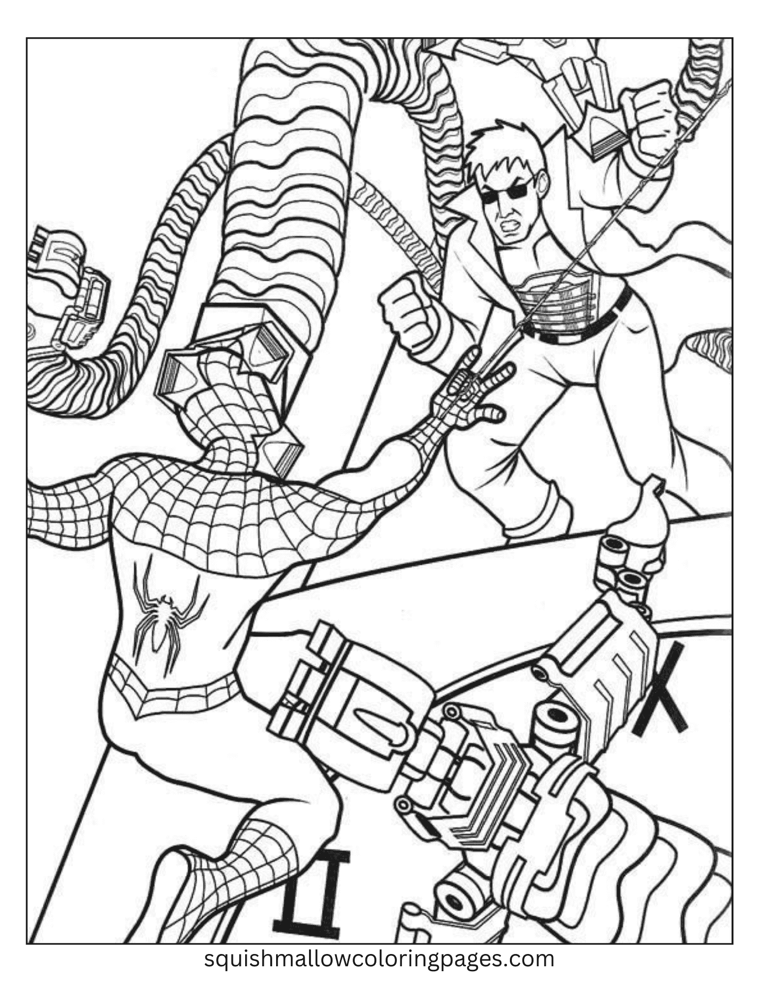 Fighting Spiderman Coloring Pages