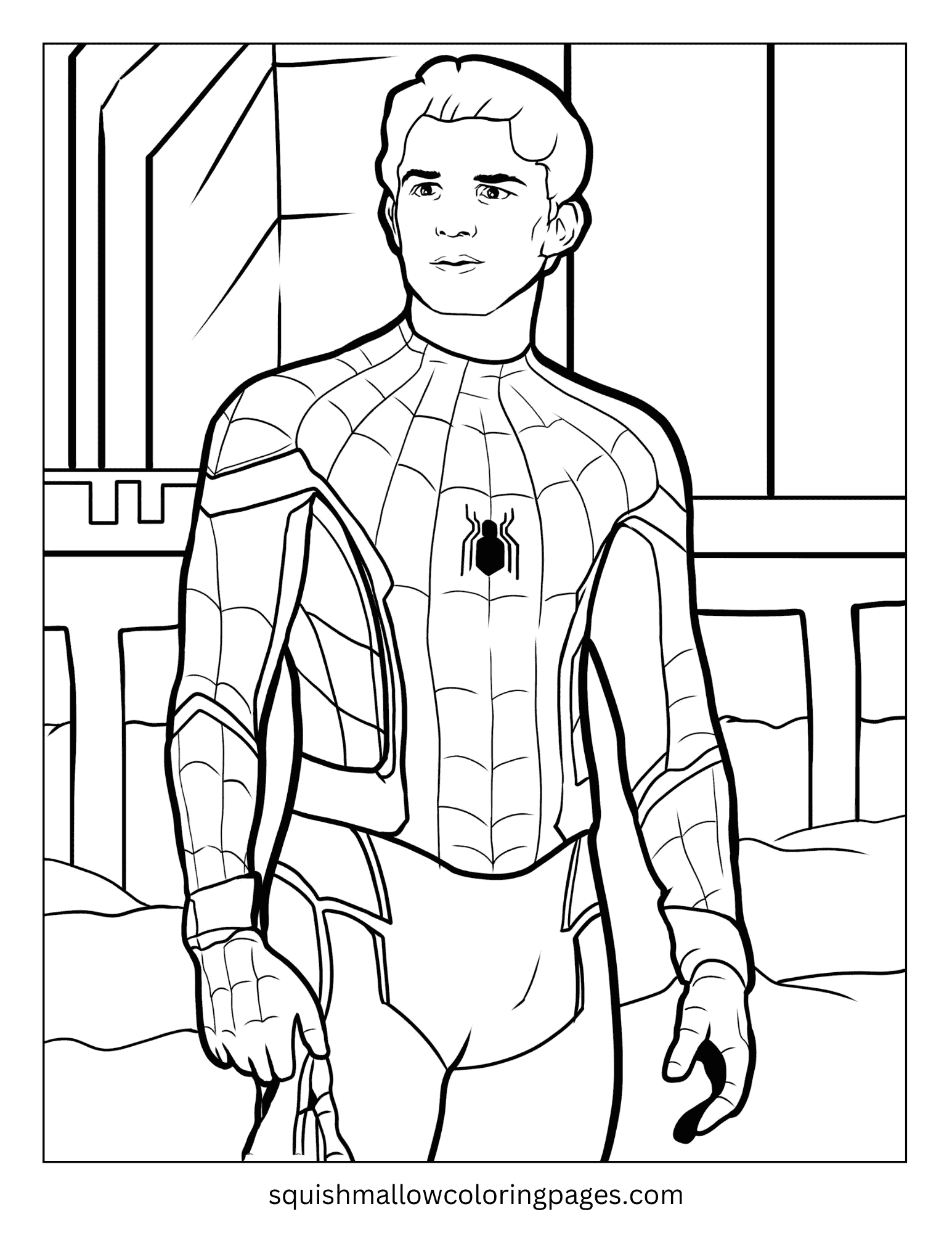 Tom Holland Peter Parker Spiderman coloring pages